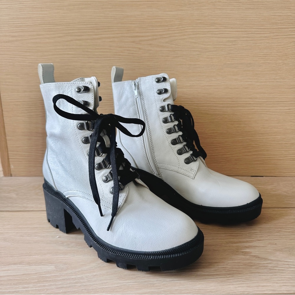 BP Taylor Nordstrom Leather Lace-Up Combat Boots, Size 7